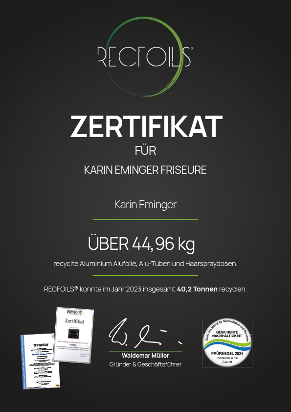 Zertifikat für Karin Eminger von Recfoils